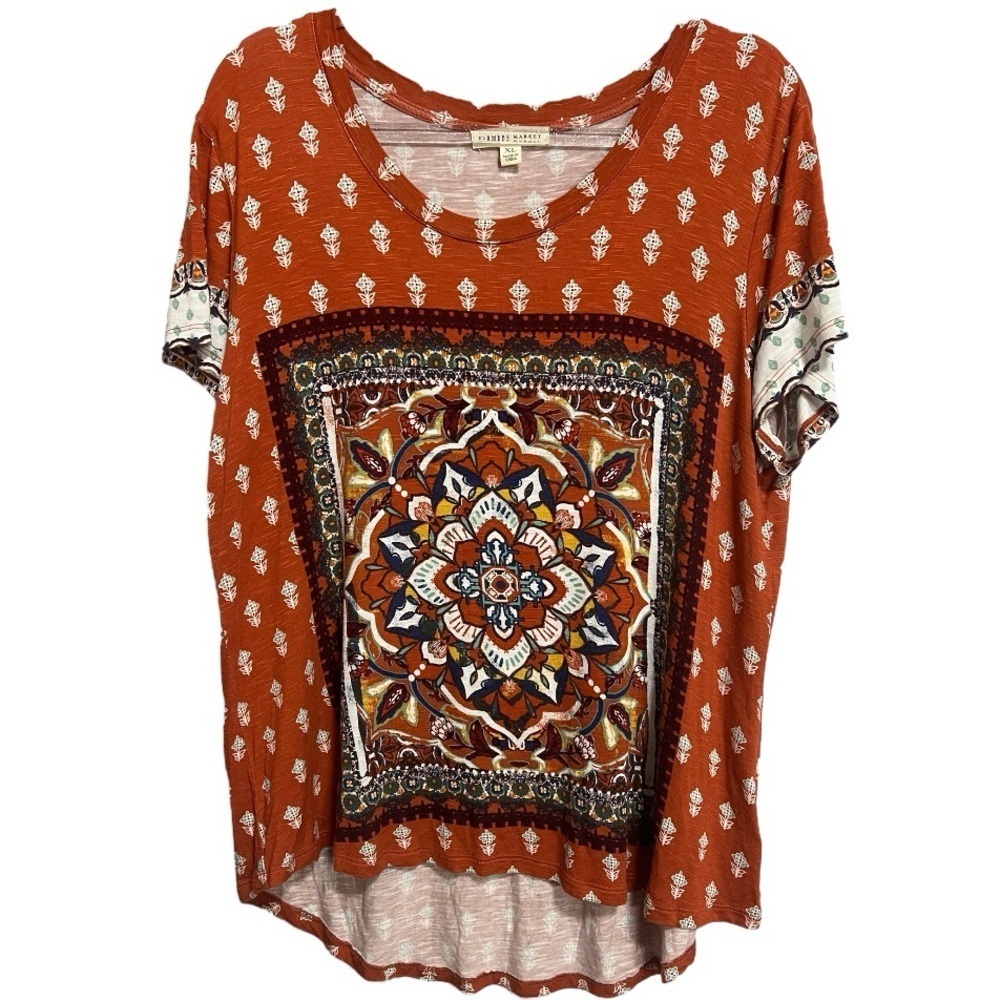 Farmers Market Floral Lotus Flower Round Neck Short Sleeve Tee Size XL - Picture 4 of 8